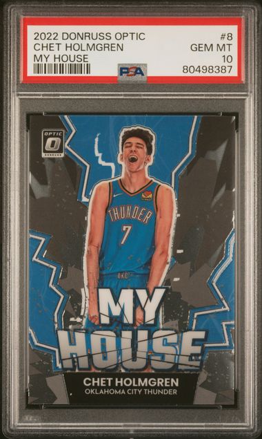 Graded 2022 Panini Donruss Optic Chet Holmgren #8 My House Rookie RC Basketball Card PSA 10 Gem Mint