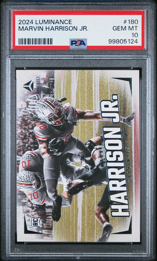 Graded 2024 Panini Luminance Marvin Harrison Jr #180 Rookie RC Football Card PSA 10 Gem Mint