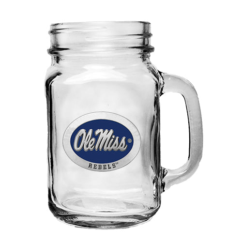 University of Mississippi "Ole Miss" Blue Logo Mason Jar Mug