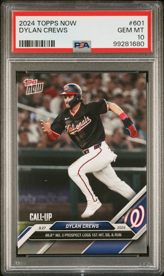 Graded 2024 Topps Now Dylan Crews #601 Rookie RC Baseball Card PSA 10 Gem Mint