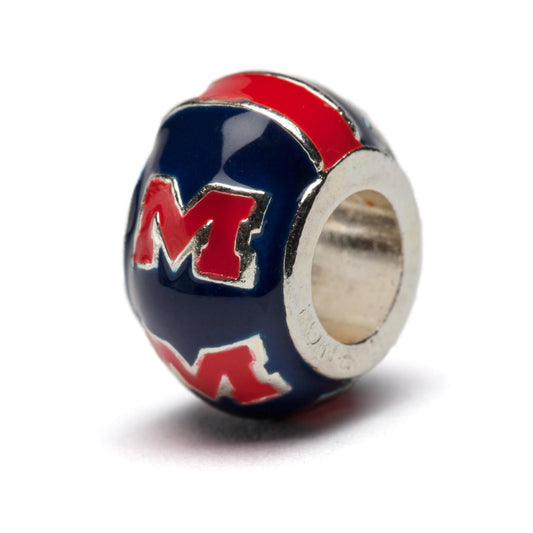Ole Miss Bead Charm - Blue Logo Stripe