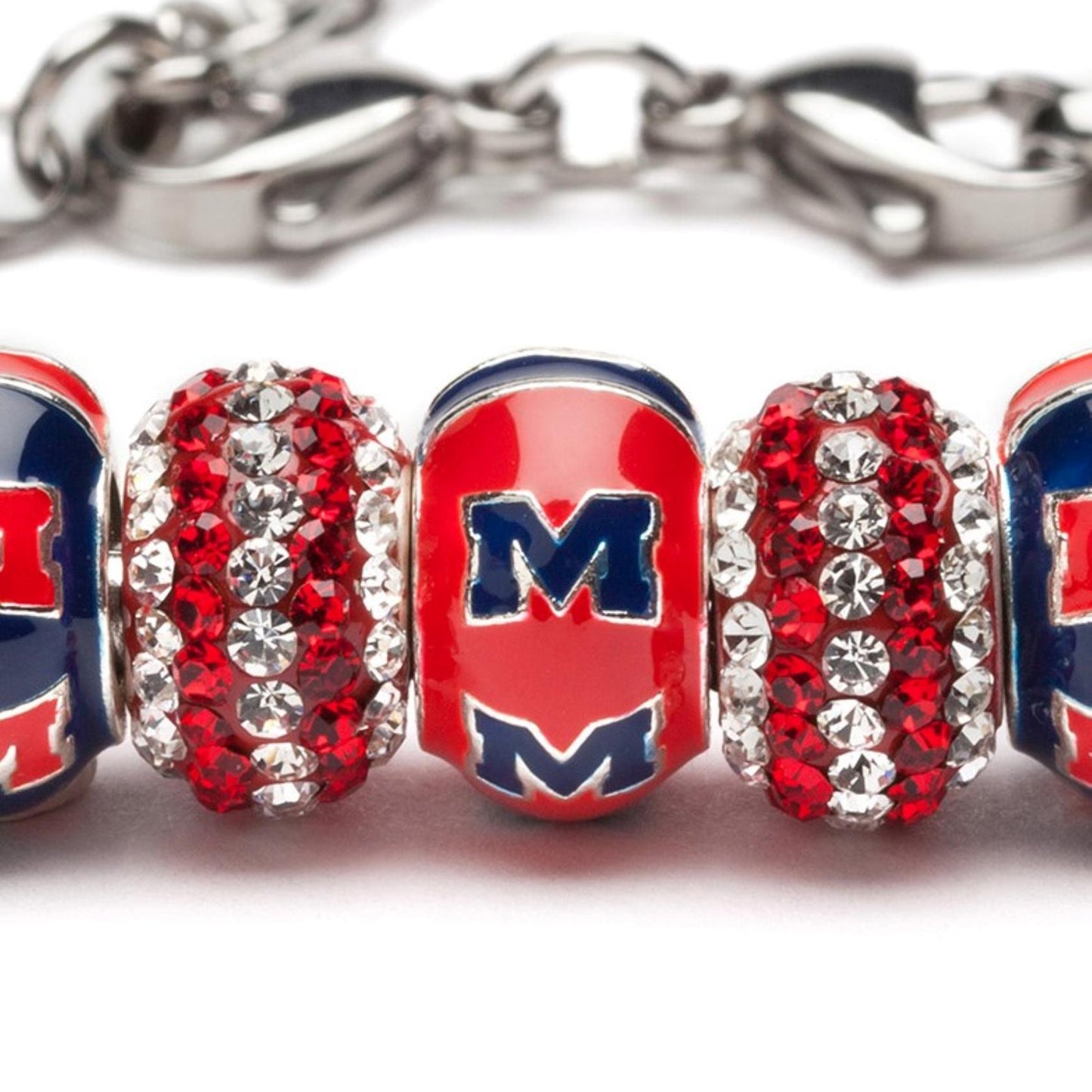 Ole Miss Bead Charm - Crimson Logo Stripe