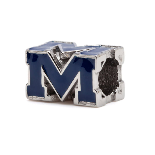 Ole Miss Bead Charm - Blue 4-Sided Block M