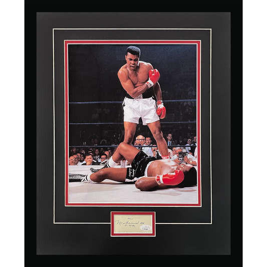 Muhammad Ali Autographed Boxing Over Liston Deluxe Framed 11x14 Poster Piece - JSA Letter