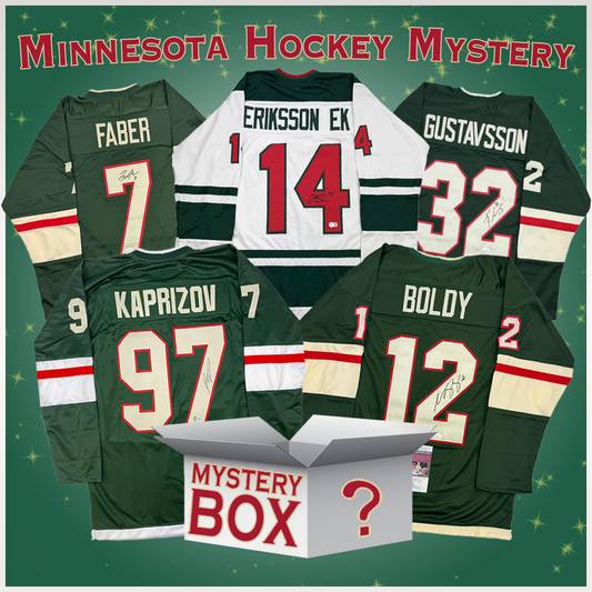 Autographed/Signed Minnesota Hockey Jersey Mystery Box with PSA JSA or Beckett COA