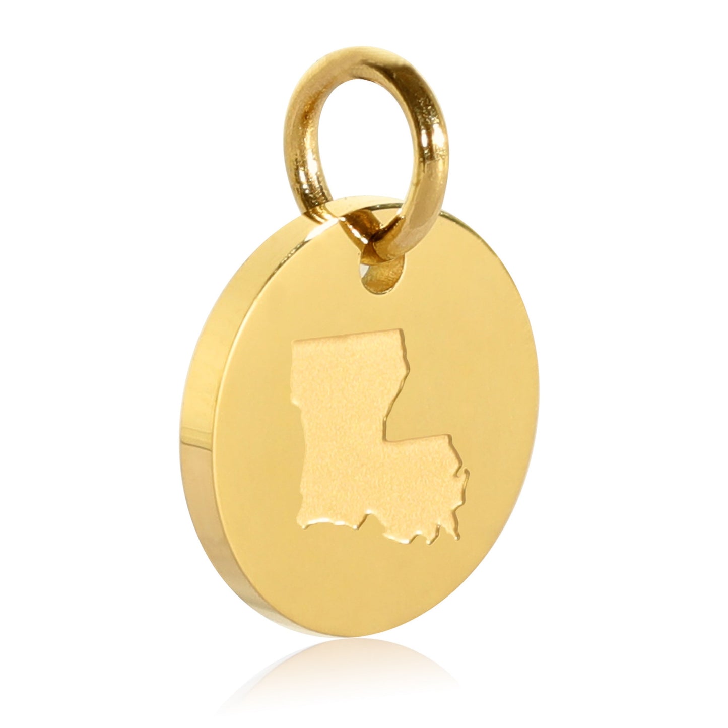 Louisiana Map Engraved Charm Necklace - 18K Gold Plate