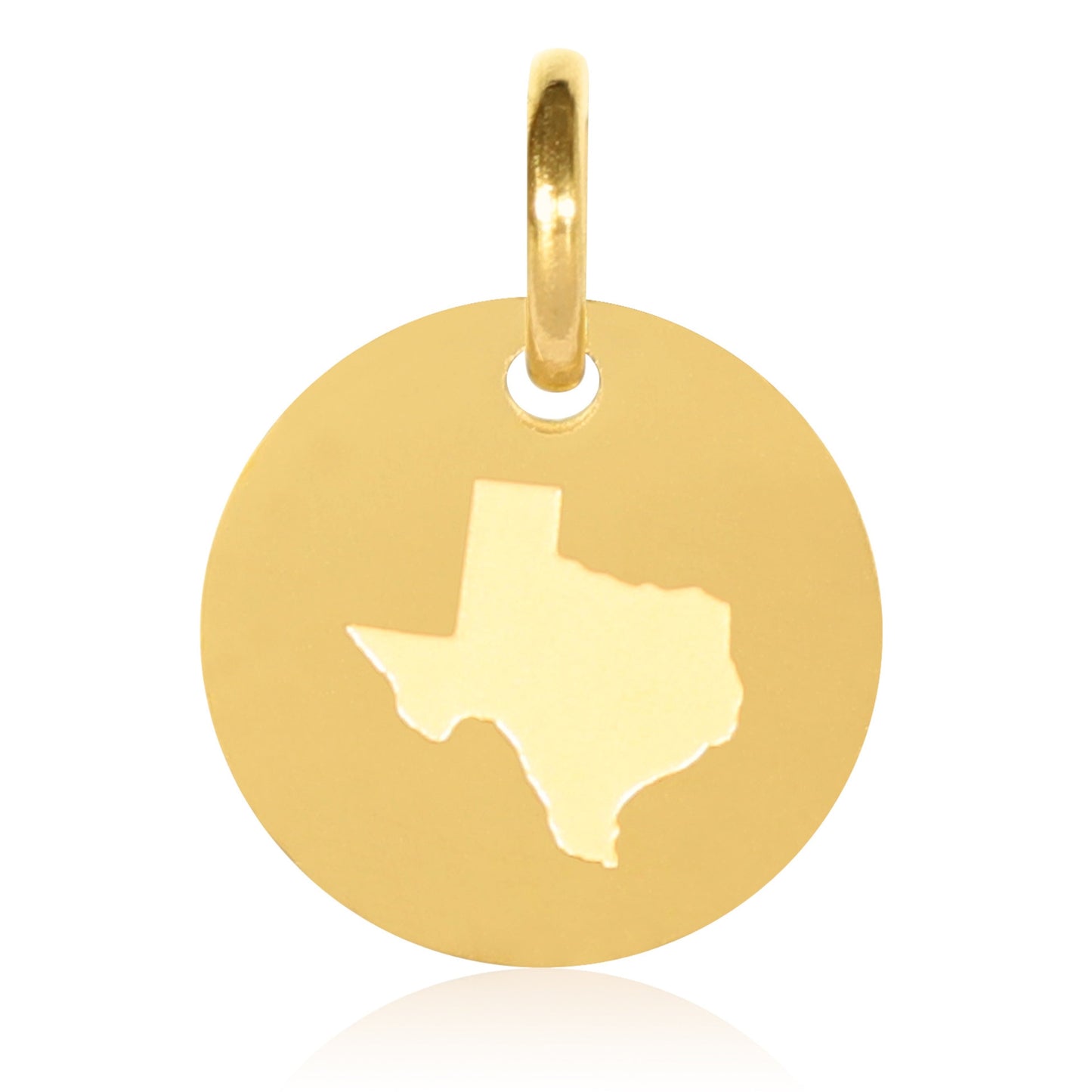 Texas Map Engraved Charm Necklace - 18K Gold Plate