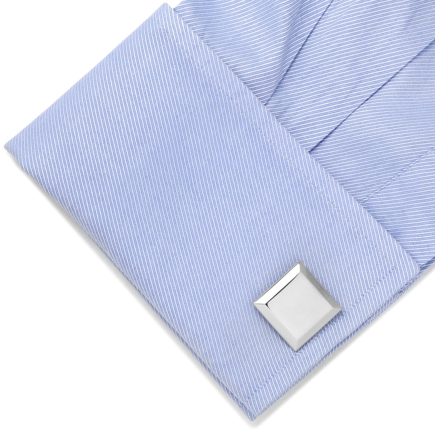 Stainless Steel Beveled Square Engravable Cufflinks and Tie Bar Gift Set