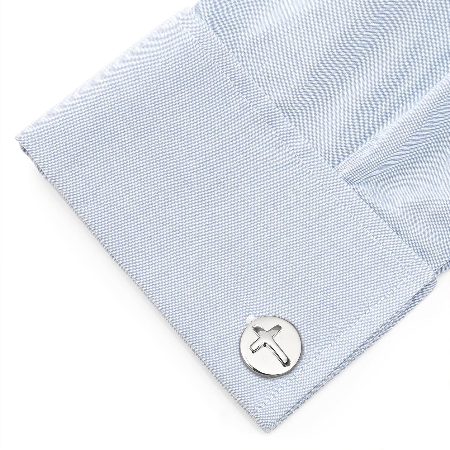 Cross Round Stainless Steel Cufflinks