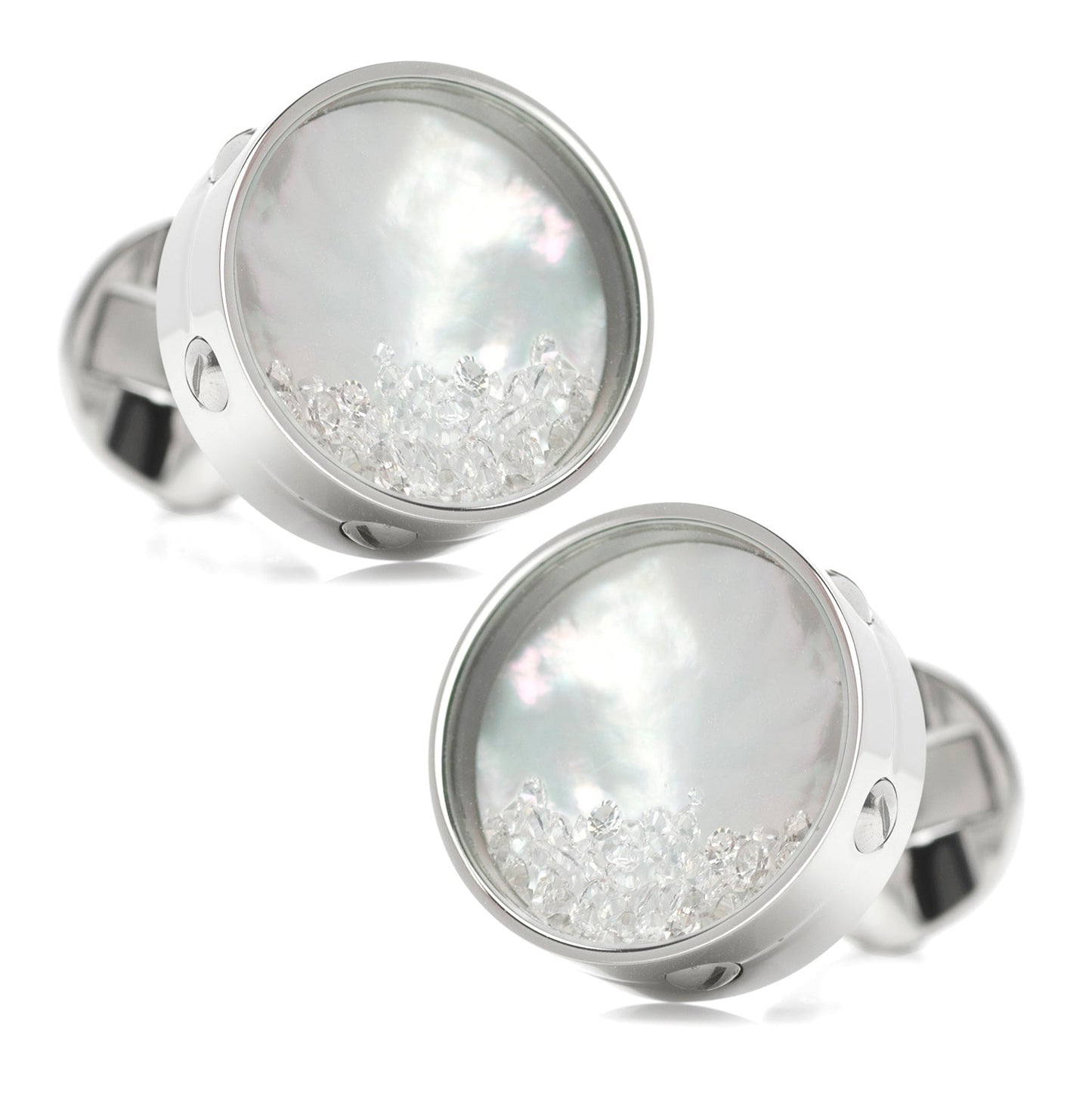 Mother of Pearl Floating Crystals Cufflinks