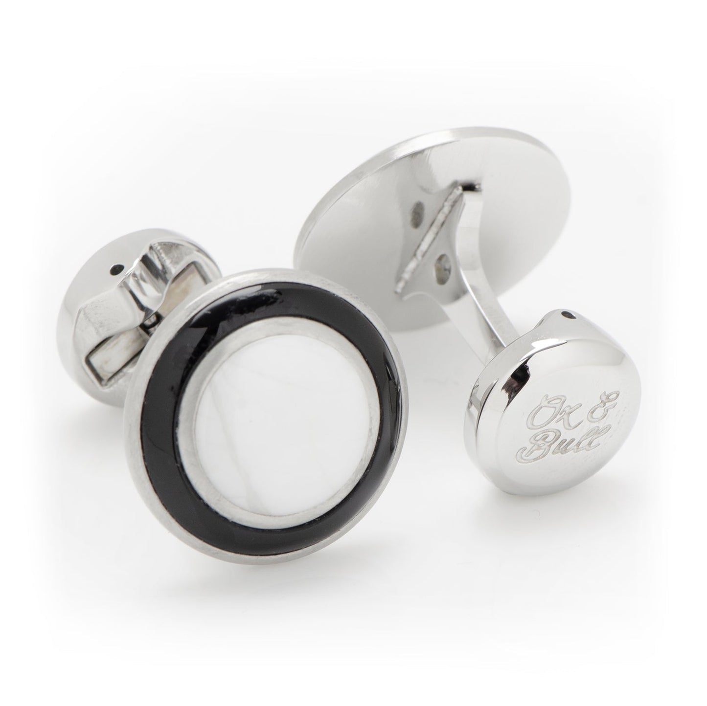 Jade with Onyx Ring Stainless Steel Cufflinks