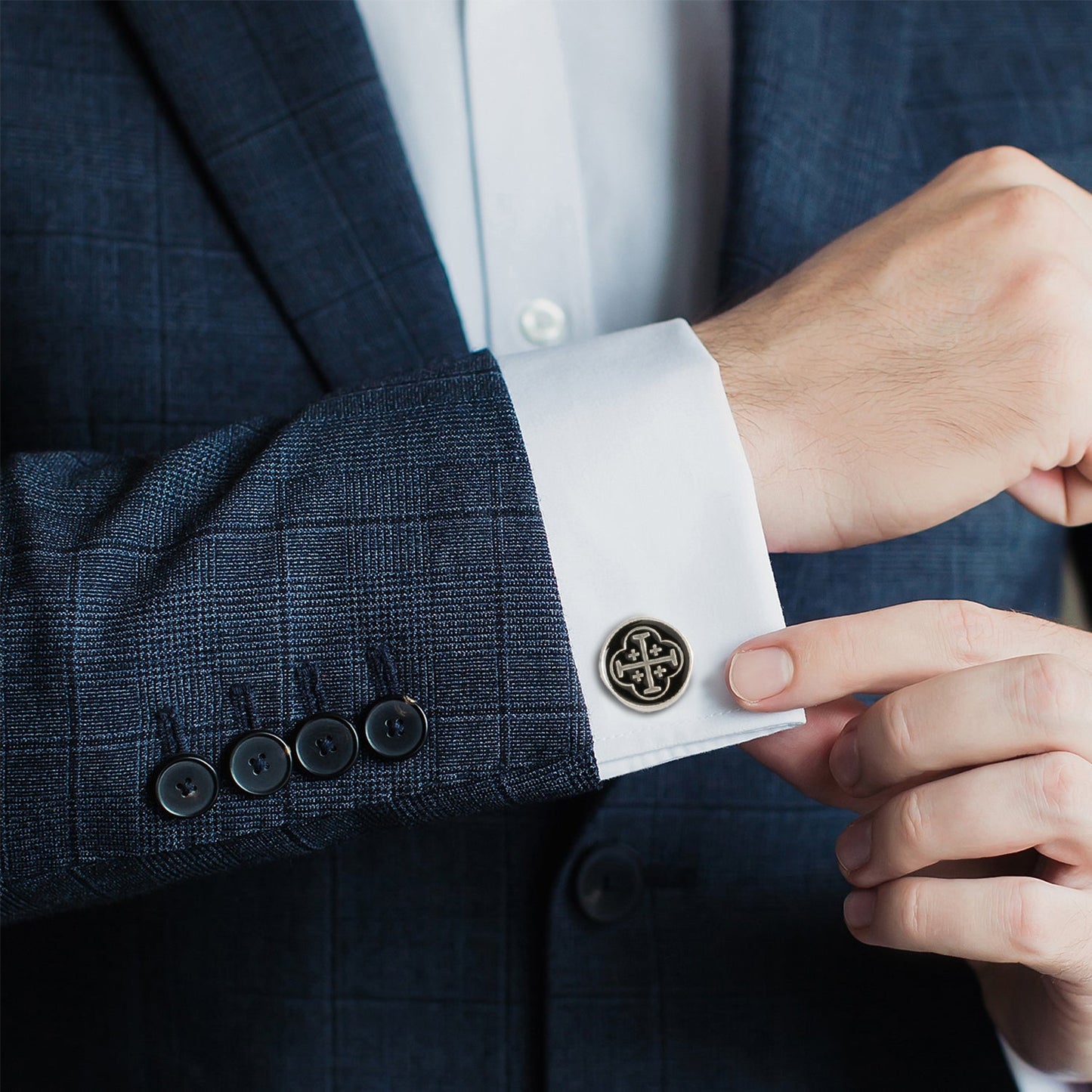 Shipwreck Cross Coin Antique Silver Cufflinks