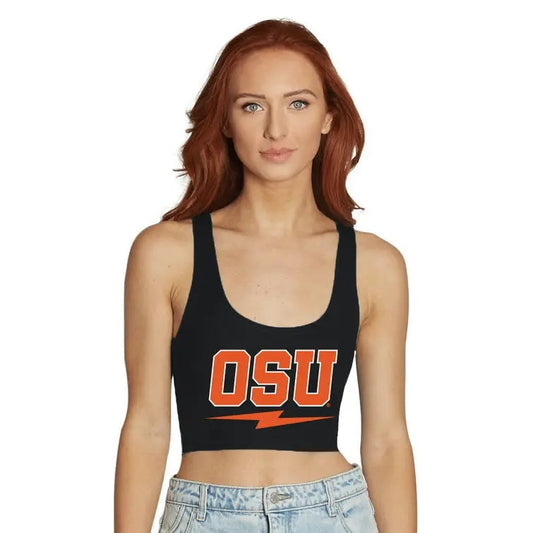 Oklahoma State Black Crop Tank Top