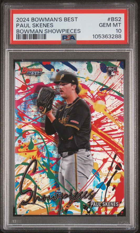 Graded 2024 Topps Bowmans Best Paul Skenes #BS2 Bowman Showpieces Rookie RC Baseball Card PSA 10 Gem Mint