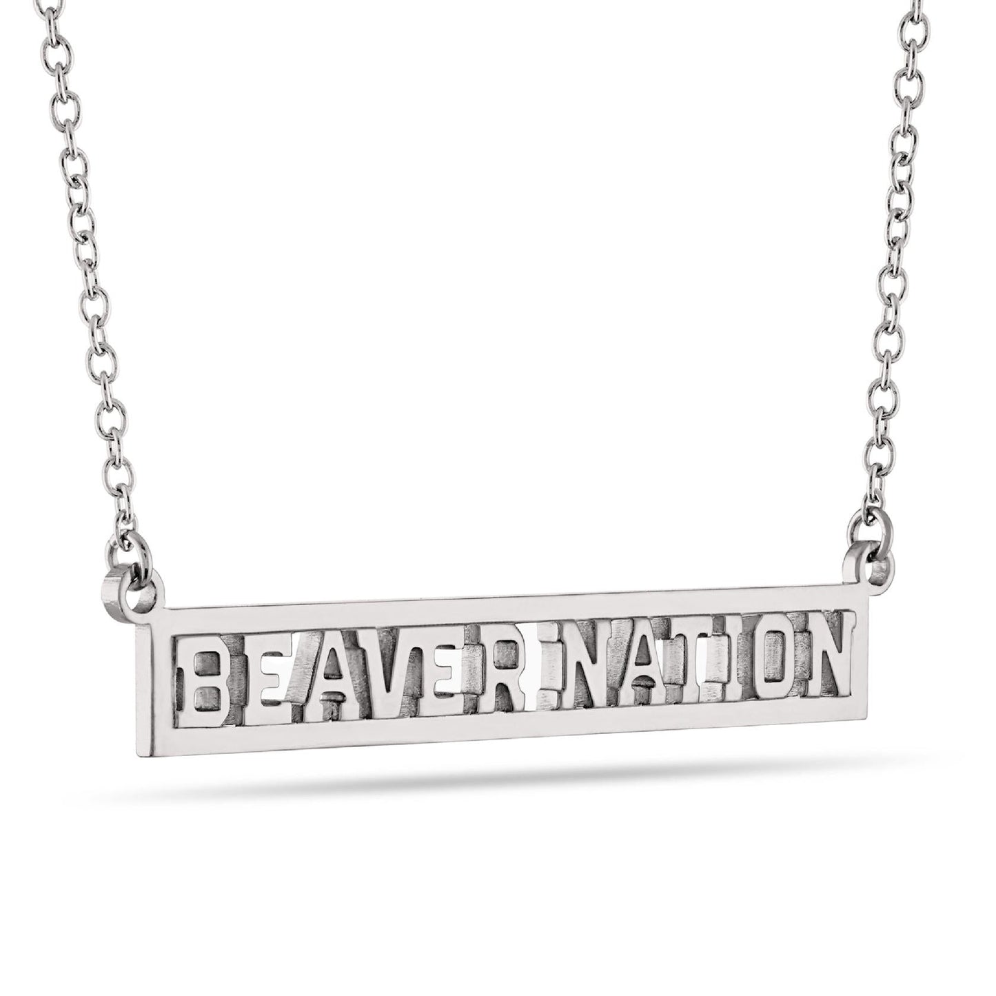 Oregon State BEAVER NATION Script Bar Necklace