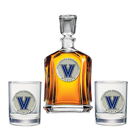 Villanova University Capitol Decanter with 2 Glasses