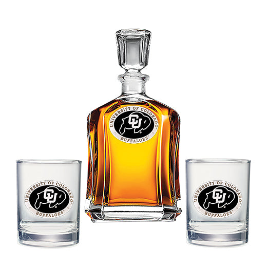 University of Colorado Capitol Decanter with 2 Glasses
