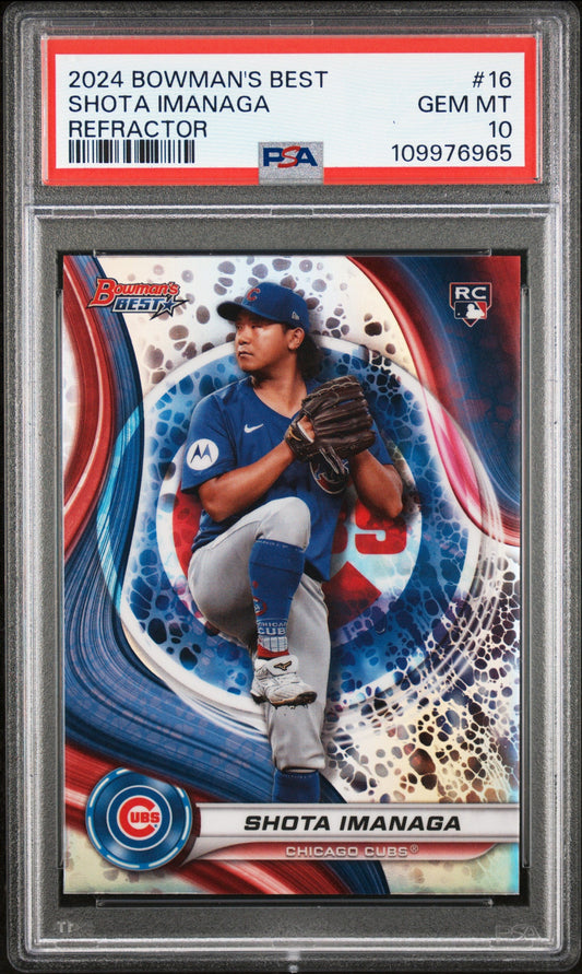 Graded 2024 Topps Bowmans Best Shota Imanaga #16 Refractor Rookie RC Baseball Card PSA 10 Gem Mint