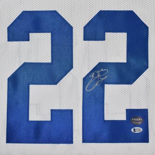 Emmitt Smith Autographed Dallas Cowboys (White #22) Custom Jersey - Beckett
