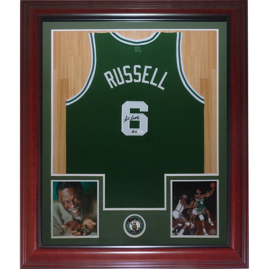 Bill Russell Autographed Boston Celtics (Green #6) Deluxe Framed Jersey - JSA