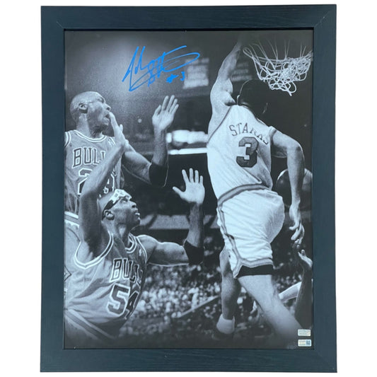 John Starks Autographed New York Knicks (Dunk on Jordan) Deluxe Framed 16x20 Photo