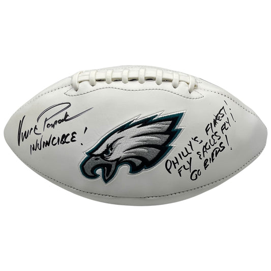 Vince Papale Autographed Philadelphia Eagles Logo Football w/ Multiple Inscriptions