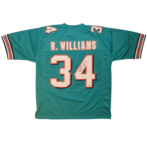 Ricky Williams Autographed Miami (Teal #34) Custom Jersey - Beckett