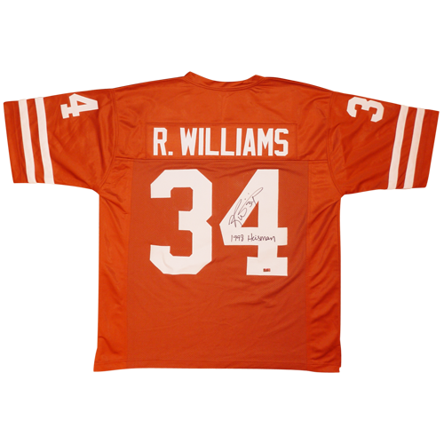 Ricky Williams Autographed Texas Longhorns (Orange #34) Custom Jersey w/ "1998 Heisman"