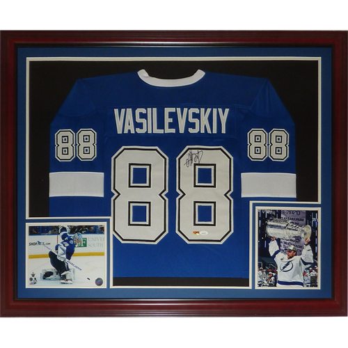 Andrei Vasilevskiy Autographed Tampa Bay Lightning (Blue #88) Deluxe Framed Jersey - JSA