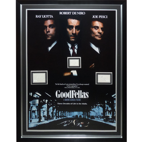Goodfellas Full-Size Movie Poster Deluxe Framed with Robert Deniro, Ray Liotta And Joe Pesci Autographs - JSA