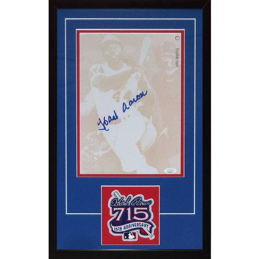 Hank Aaron Autographed Atlanta Braves Deluxe Framed 11x14 Photo w/ Patch - JSA