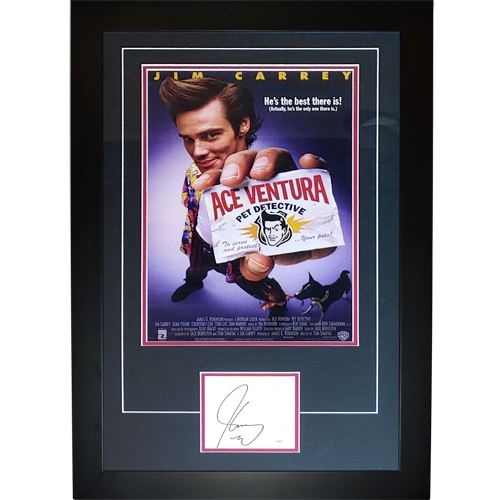 Ace Ventura 11x17 Movie Poster Deluxe Framed with Jim Carrey Autograph - JSA
