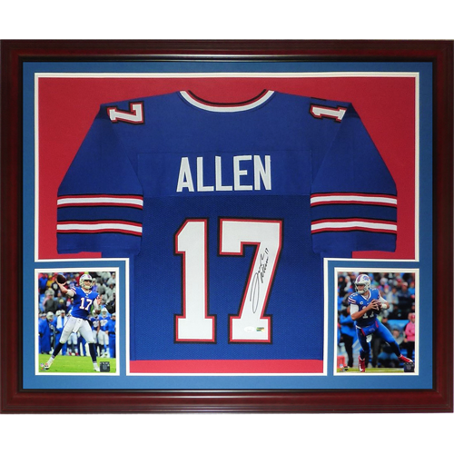 Josh Allen Autographed Buffalo Bills (Blue #17) Deluxe Framed Jersey - JSA