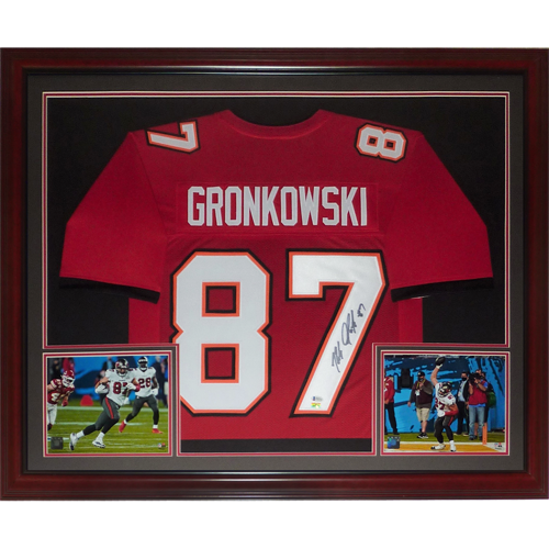 Rob Gronkowski Autographed Tampa Bay (Red #87) Deluxe Framed Jersey - Beckett