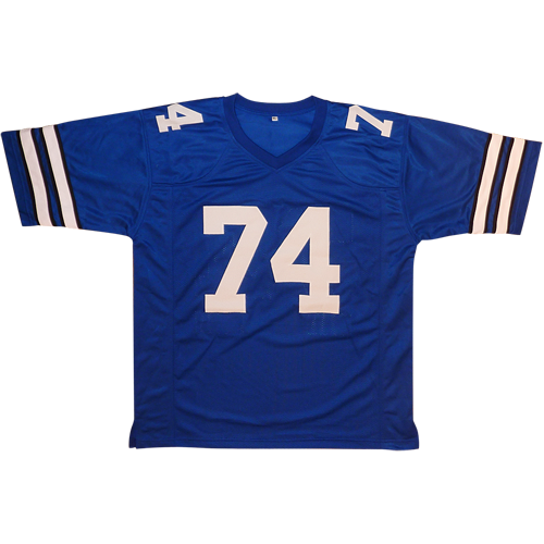 Bob Lilly Autographed Dallas (Blue #74) Custom Jersey w/ HOF 80 - JSA
