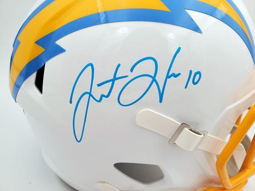 Justin Herbert Autographed Los Angeles Chargers (Speed) Deluxe Full-Size Replica Helmet - Beckett