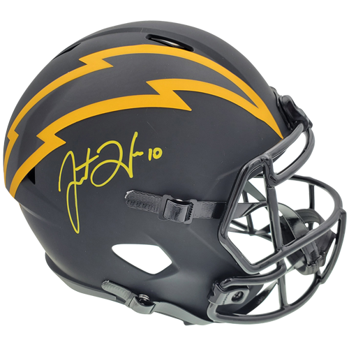 Justin Herbert Autographed Los Angeles Chargers (ECLIPSE Alternate) Deluxe Full-Size Replica Helmet - Beckett