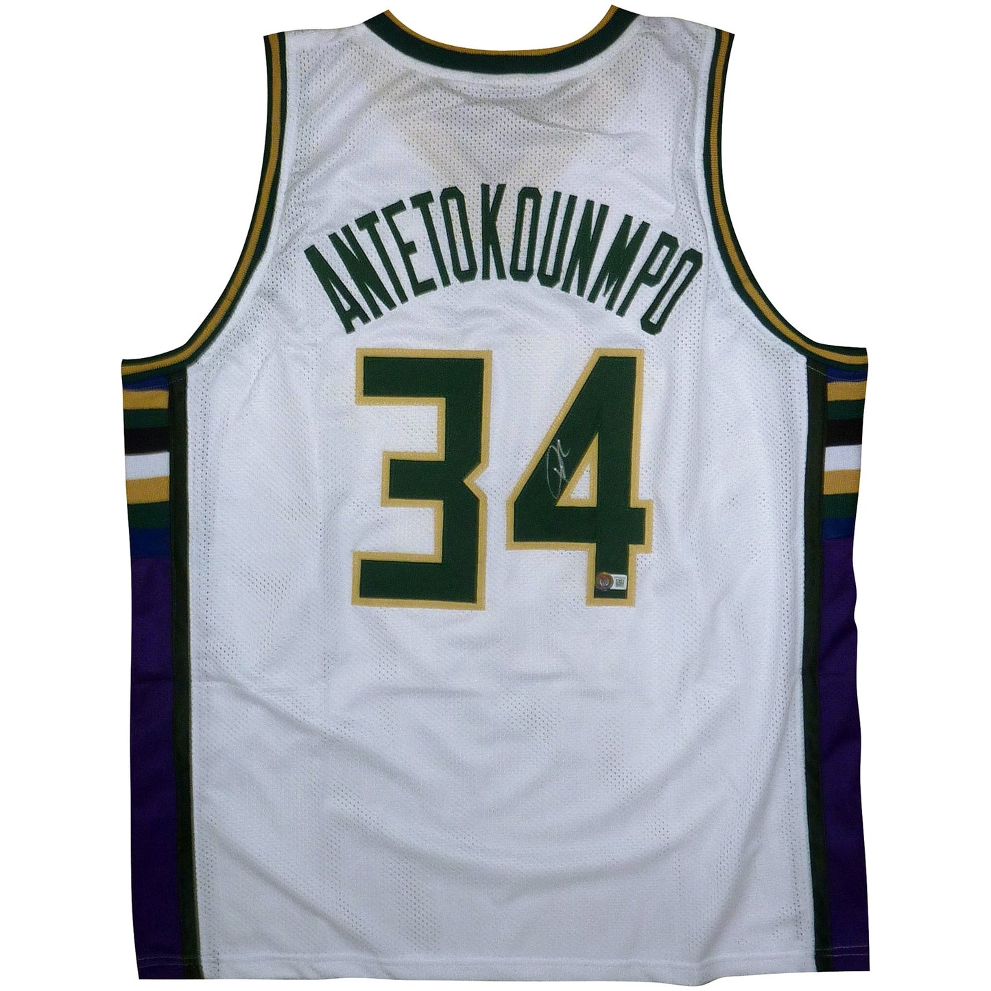 Giannis Antetokounmpo Autographed Milwaukee (White #34) Custom Jersey - Beckett