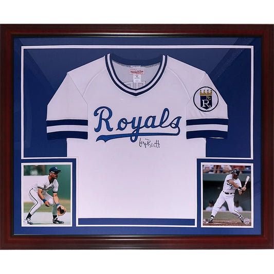George Brett Autographed Kansas City Royals (White Front) Deluxe Framed Jersey - JSA