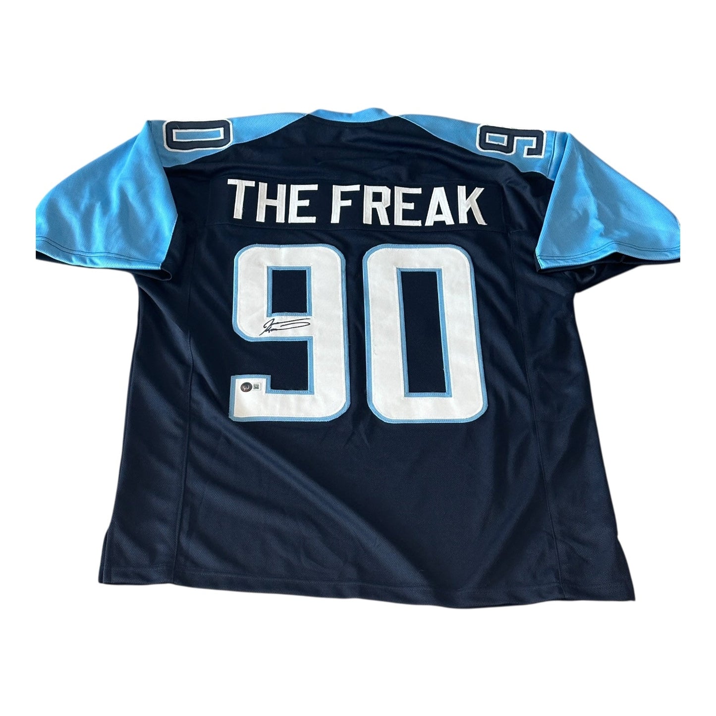 Jevon Kearse Autographed Tennessee (Navy Blue #90) Custom Jersey - Beckett