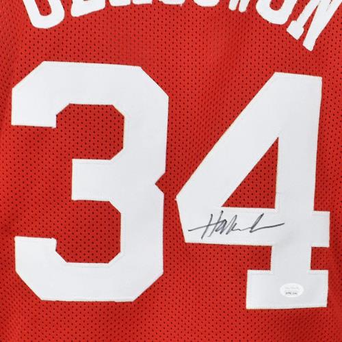 Hakeem Olajuwon Autographed Houston (Red #34) Custom Jersey - JSA