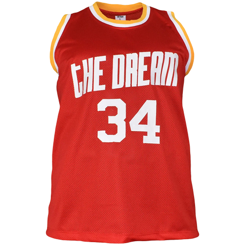 Hakeem Olajuwon Autographed Houston (Red #34) Custom Jersey - JSA