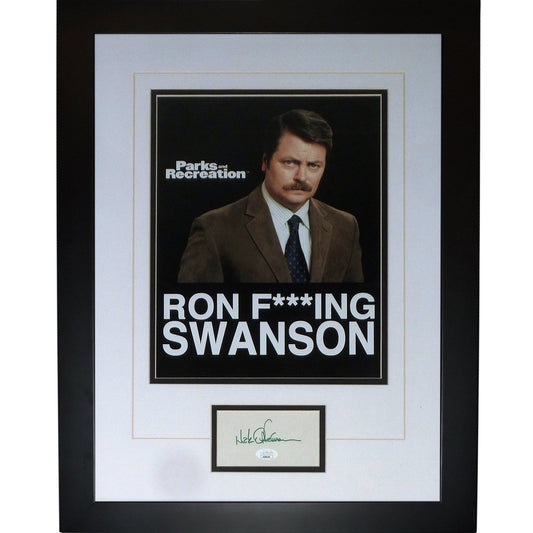 Nick Offerman Autographed Parks and Recreation Ron Swanson Deluxe Framed Piece - JSA