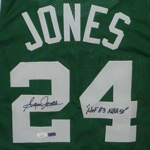 Sam Jones Autographed Boston (Green #20) Custom Jersey w/ HOF 83 NBA 50 - JSA