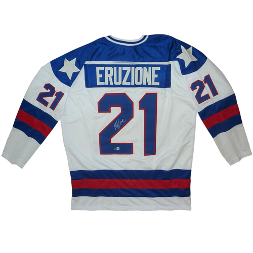 Mike Eruzione Autographed USA Hockey (White #21) Custom Jersey - Beckett