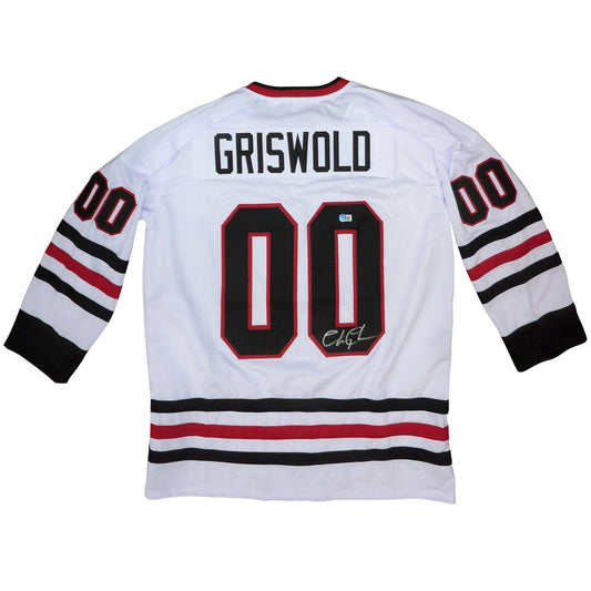 Chevy Chase Autographed Christmas Vacation (White #00) Santa Clark Griswold Custom Hockey Jersey - Beckett Witness
