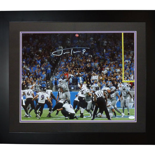 Justin Tucker Autographed Baltimore Ravens (66 Yard FG) Deluxe Framed 16x20 Photo - JSA