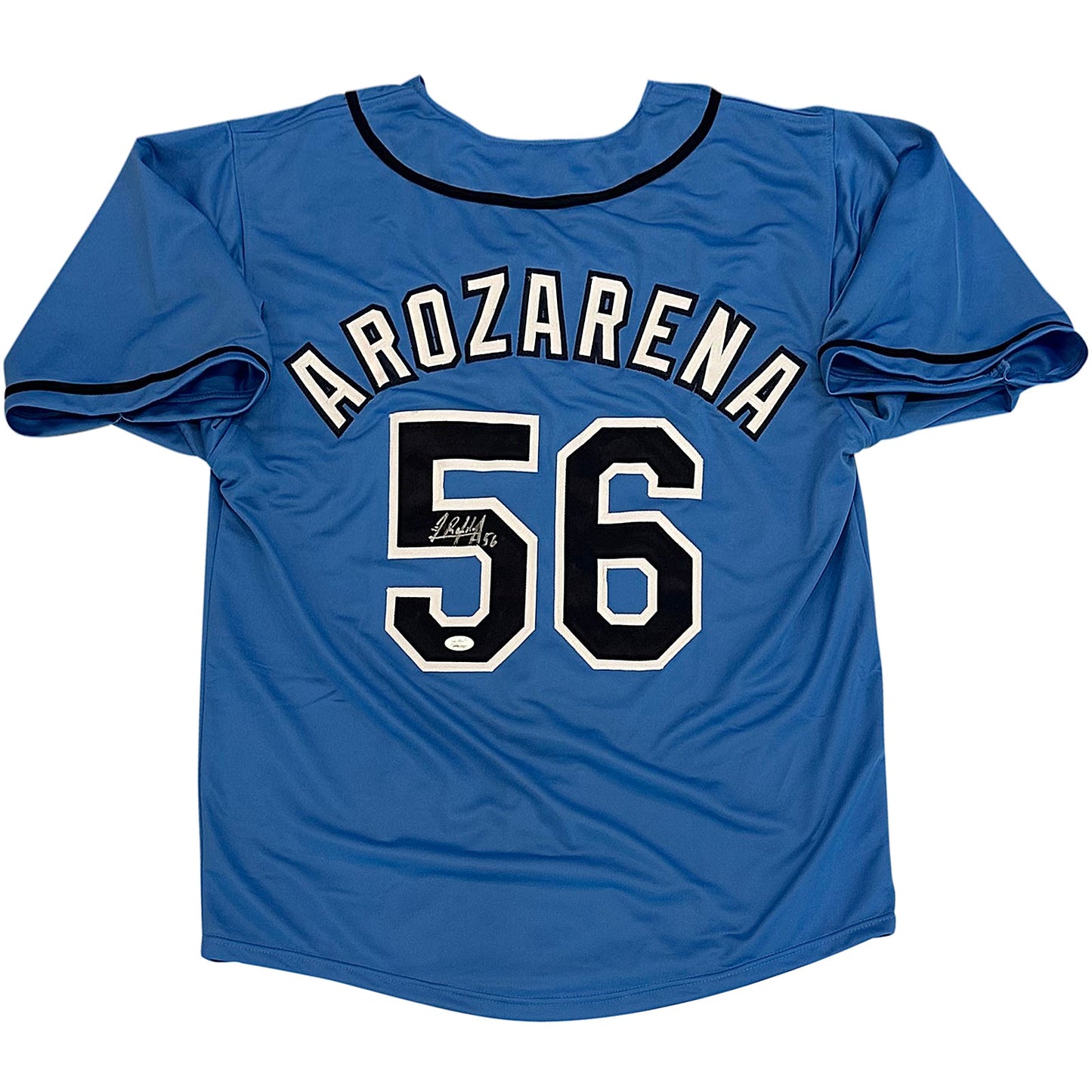 Randy Arozarena Autographed Tampa Bay (Light Blue #56) Custom Jersey - JSA