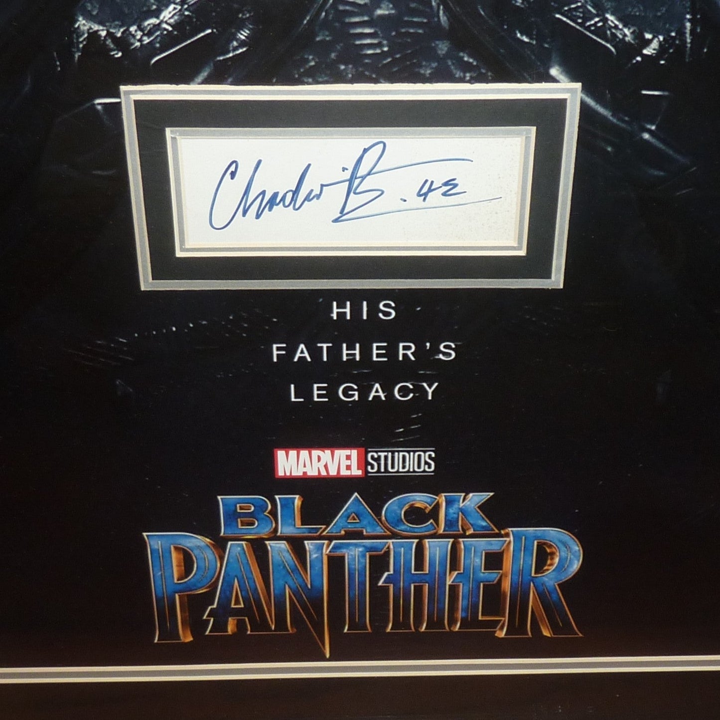 Black Panther Full-Size Movie Poster Deluxe Framed with Chadwick Boseman Autograph - JSA Letter