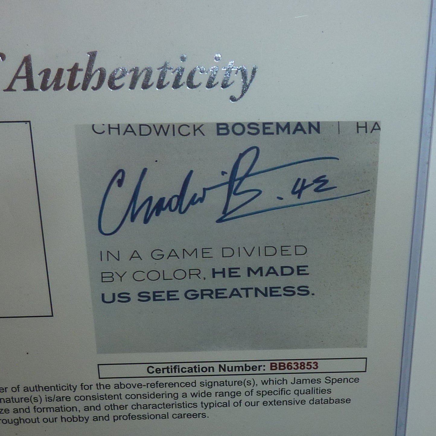 Black Panther Full-Size Movie Poster Deluxe Framed with Chadwick Boseman Autograph - JSA Letter